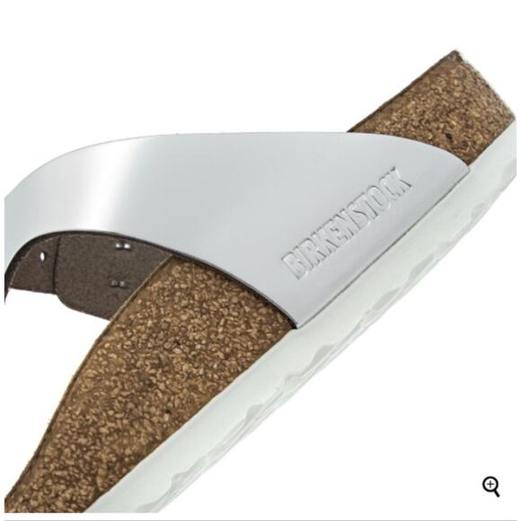 New Birkenstock Gizeh Soft Footbed Leather Metallic Silver Women's Size 37/US 6 - Picture 5 of 8